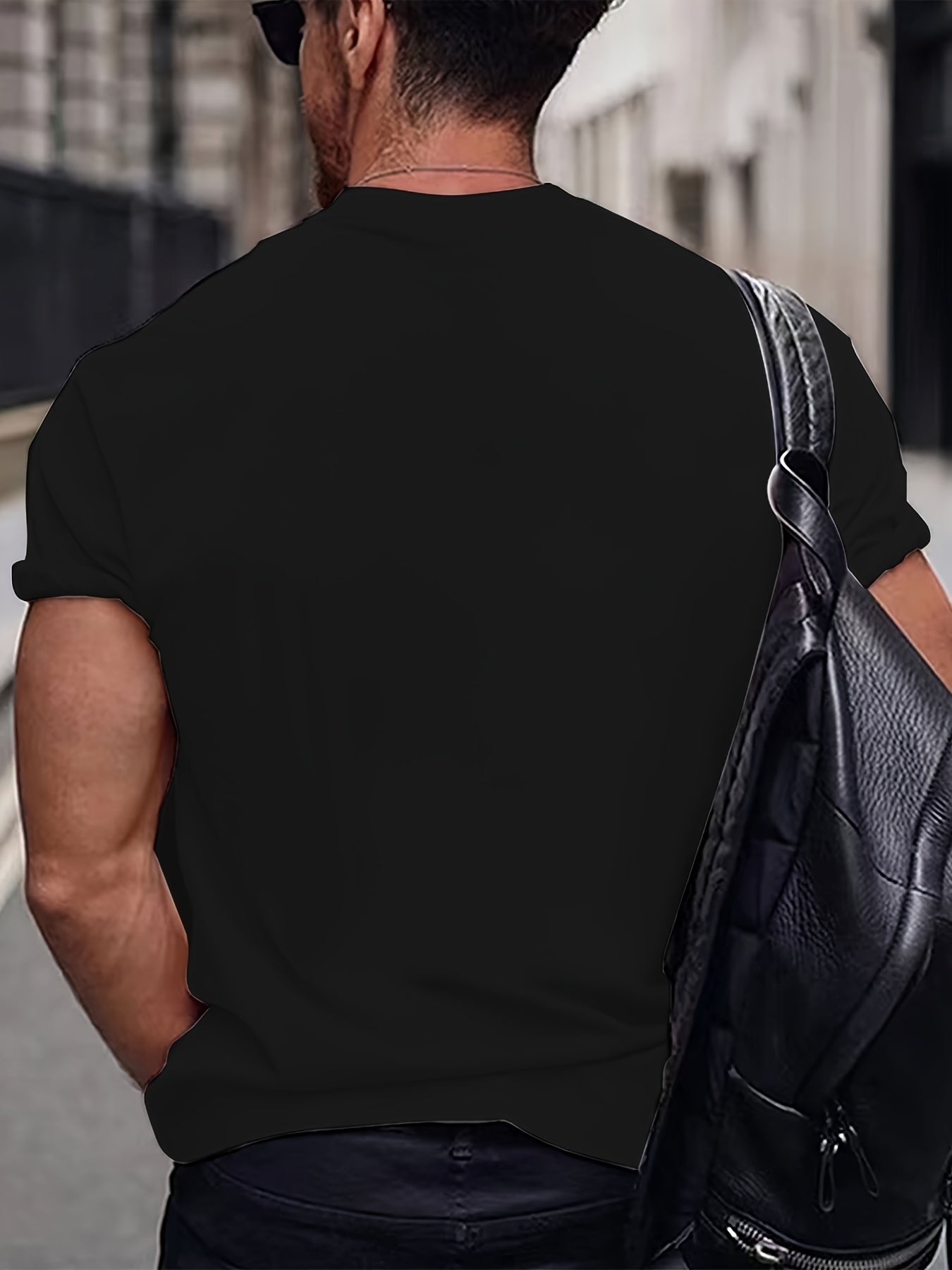 Men's Casual Street Style Slightly Stretched Round Neck T-shirt, Summer Style
